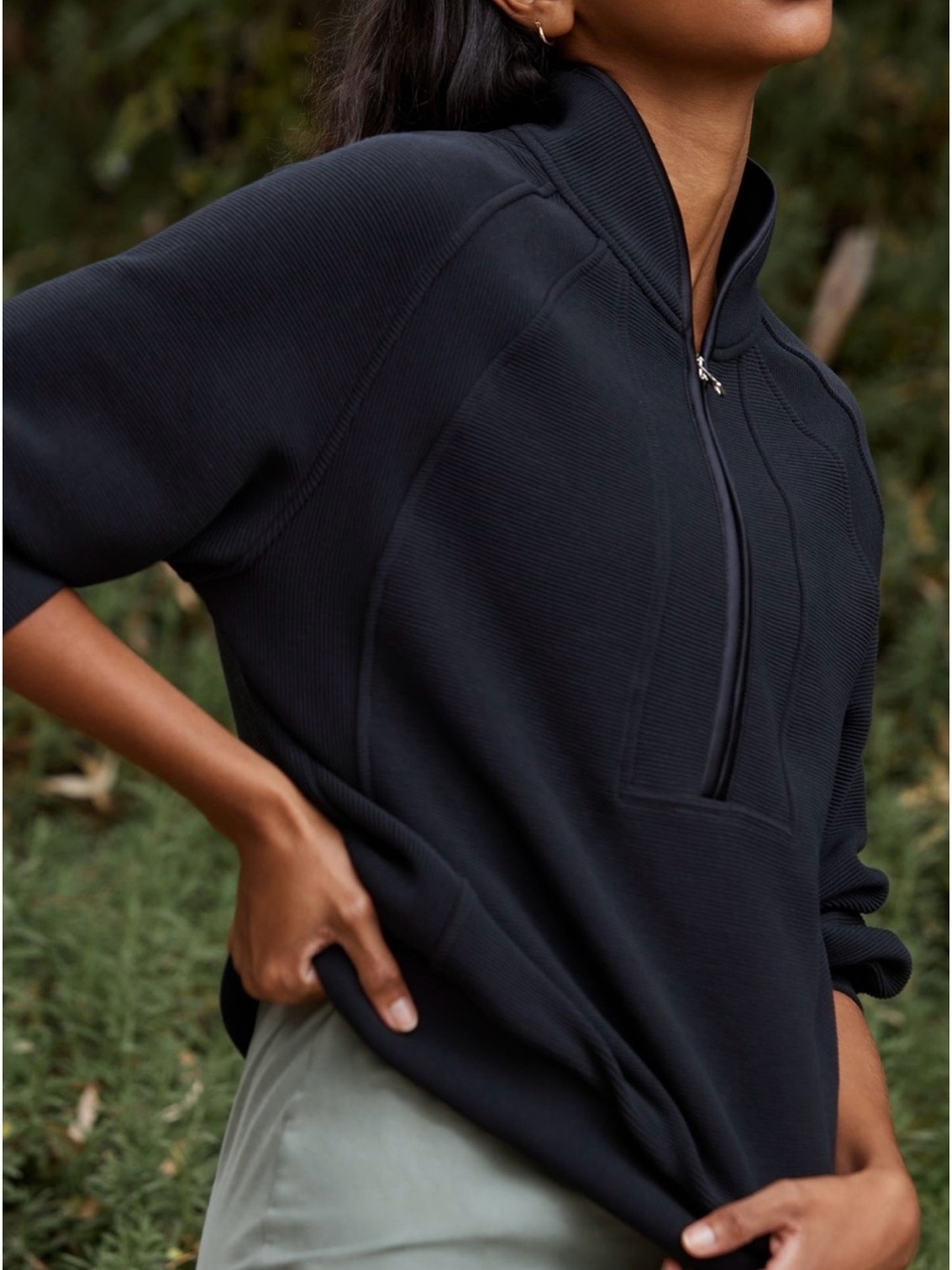 Varley Cortina Black Half-Zip Womens Pullover Sweatshirt